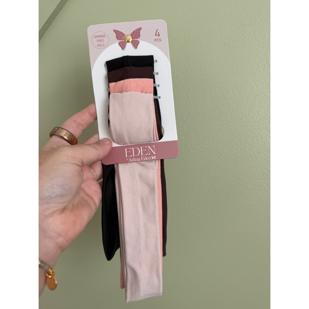 Eden by Adina Eden 4-Pack Soft Stretchy Headbands Black, Brown & Pink Tones NEW